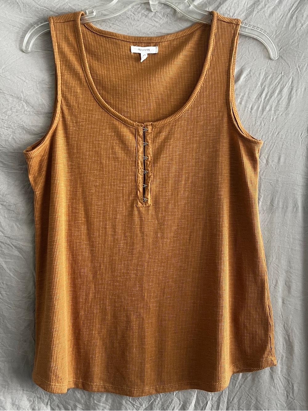 Maurices Ribbed Henley Tank Top - Mustard Brown
